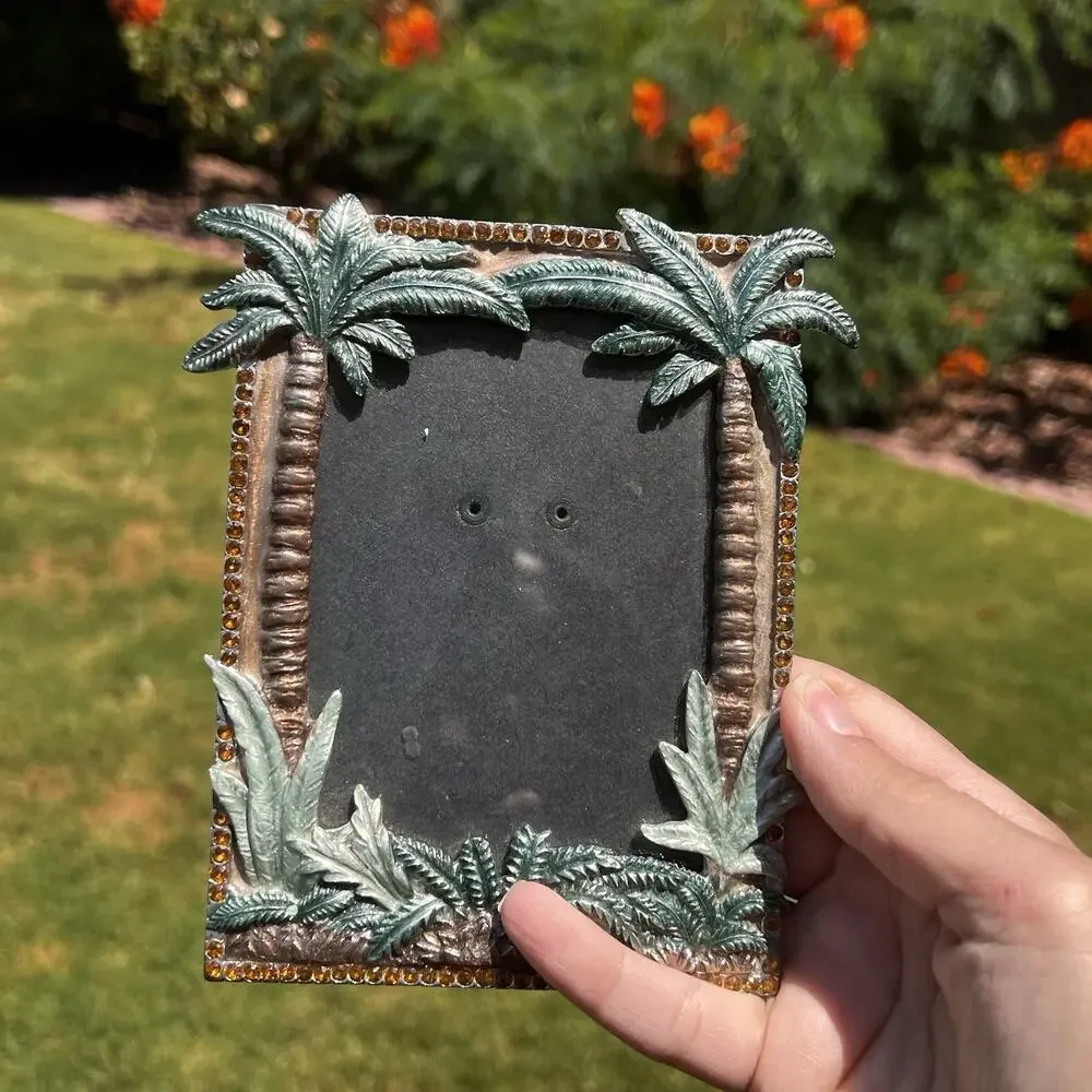 Palm Trees Picture Frame Rhinestones Holds 3.5”x4.5”
